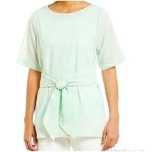 Preston & York Mint Spritz Organza Blooms Tunic W/ Tank Top M